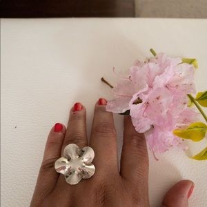 Flower silver ring